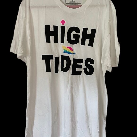 ❣️5/$50 NWOT Pink Dolphin Mens White Tshirt High Tides - Picture 1 of 2